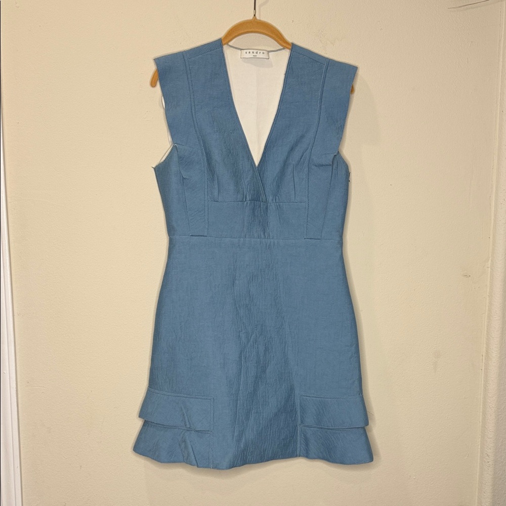 Sandro Honeycomb Fabric Dress With Frills